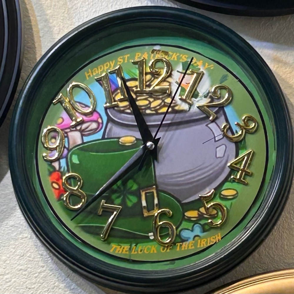 St. Patrick’s Day Green Decorative Wall Clock - Festive Shamrock Design
